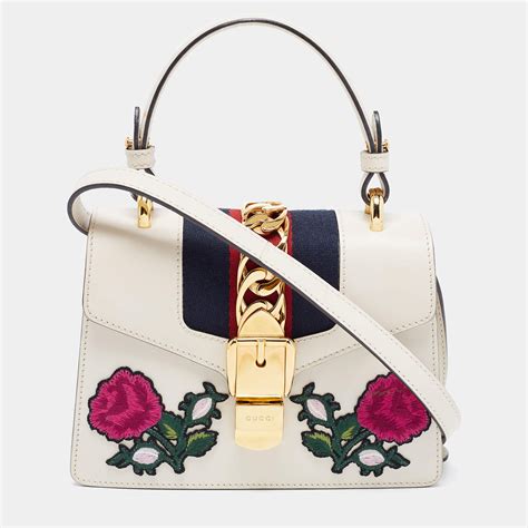 gucci sylvie mini white|gucci mini sylvie top handle.